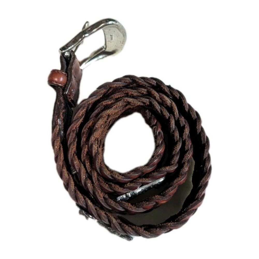 Vtg 90s Brighton Braided Leather Animal Charm Belt Safari Zoo 30Description: - Picture 2 of 13